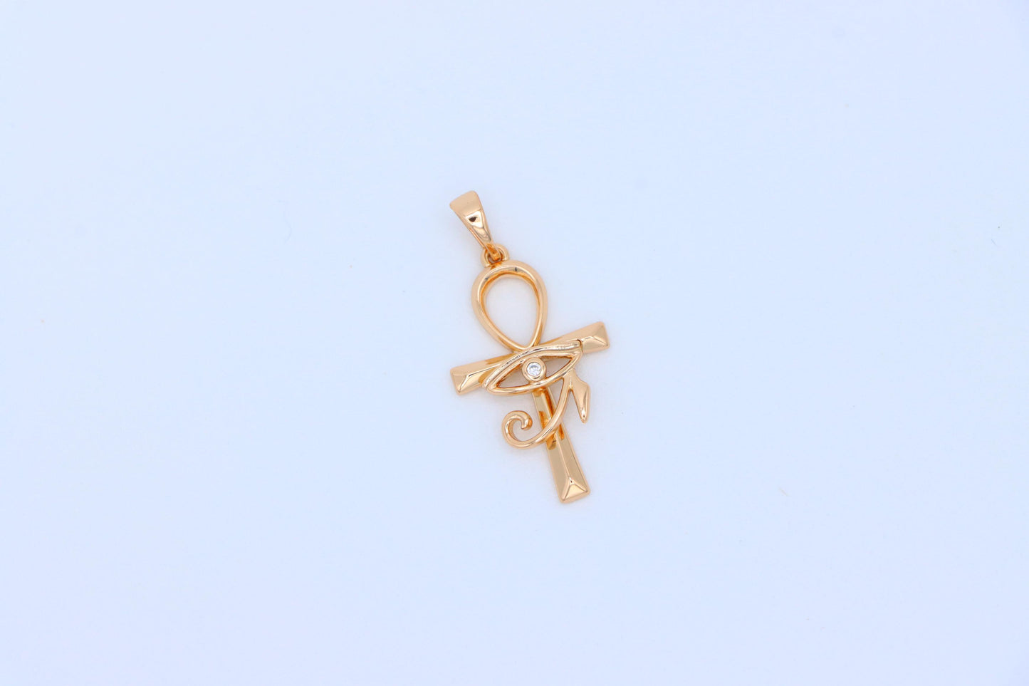 Eye of Horus Rose Gold Pendant with Ankh Symbol for Protection, XPPT1535 (2142-8)