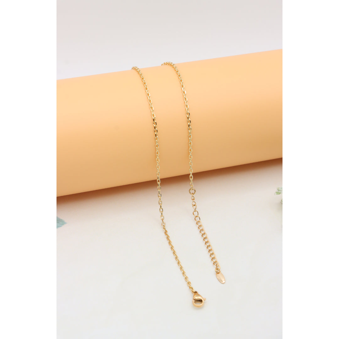 Rose Gold Plated Necklace with Red Teardrop Gemstone Pendant, XPNL0397 (2040-7)
