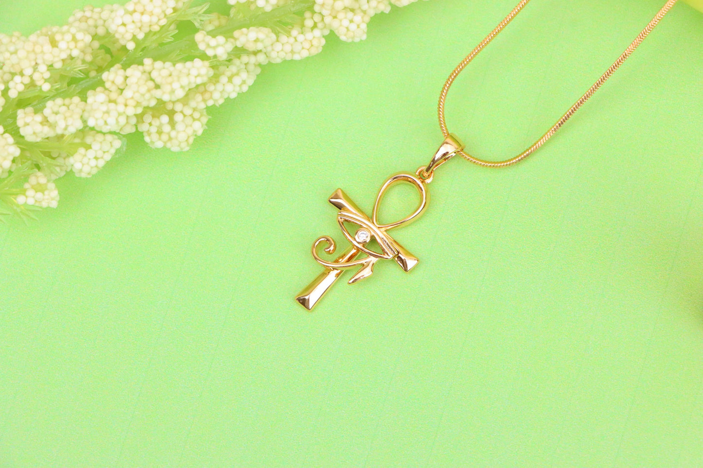 Eye of Horus Rose Gold Pendant with Ankh Symbol for Protection, XPPT1535 (2142-8)
