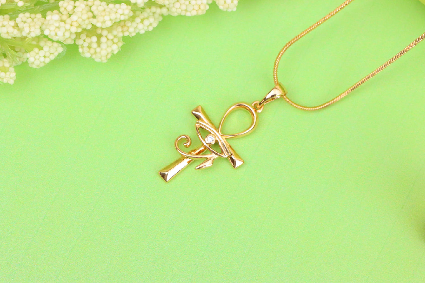 Eye of Horus Rose Gold Pendant with Ankh Symbol for Protection, XPPT1535 (2142-8)