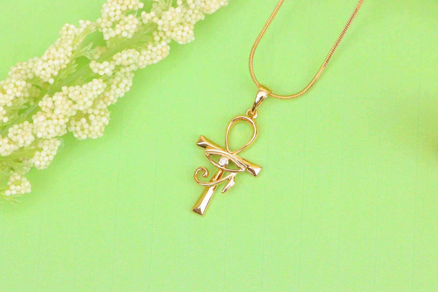 Eye of Horus Rose Gold Pendant with Ankh Symbol for Protection, XPPT1535 (2142-8)