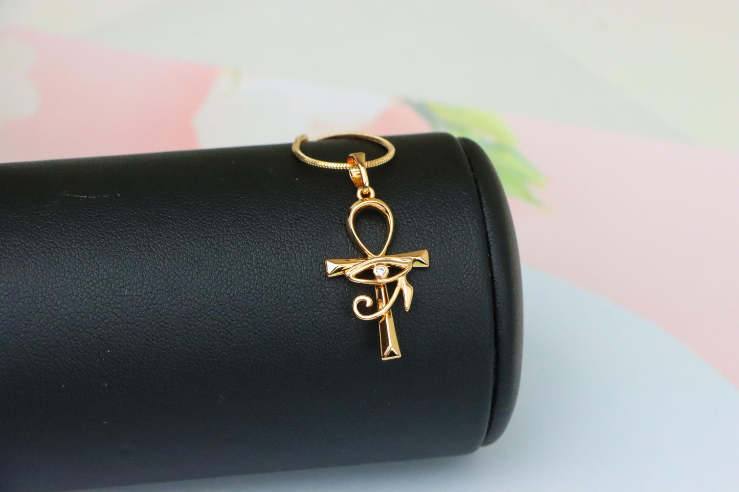 Eye of Horus Rose Gold Pendant with Ankh Symbol for Protection, XPPT1535 (2142-8)