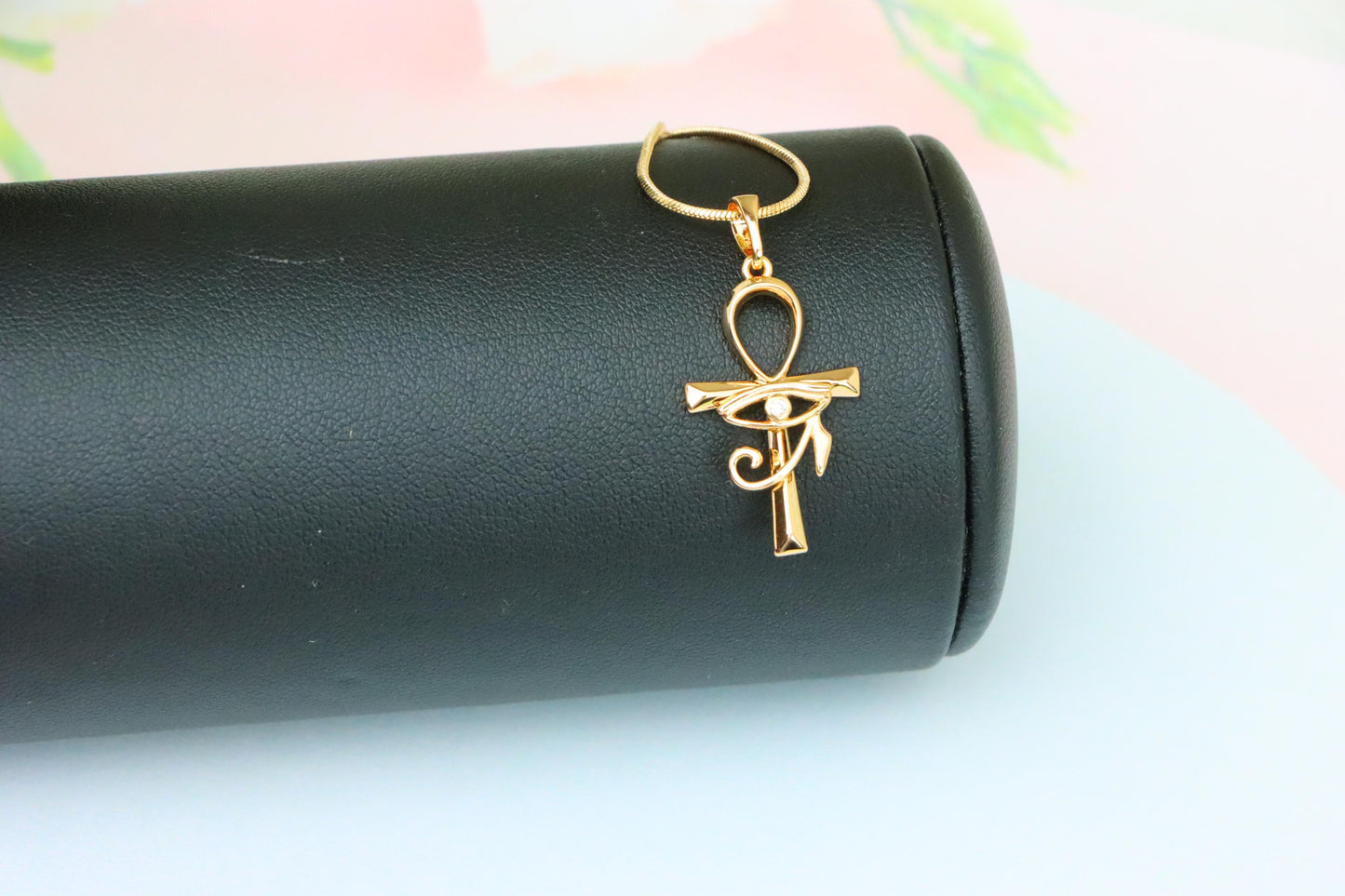 Eye of Horus Rose Gold Pendant with Ankh Symbol for Protection, XPPT1535 (2142-8)