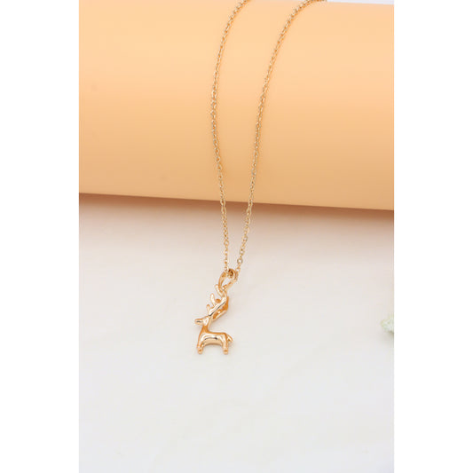Reindeer Pendant Rose Gold Necklace with Delicate Chain, XPNL0399 (2040-9)