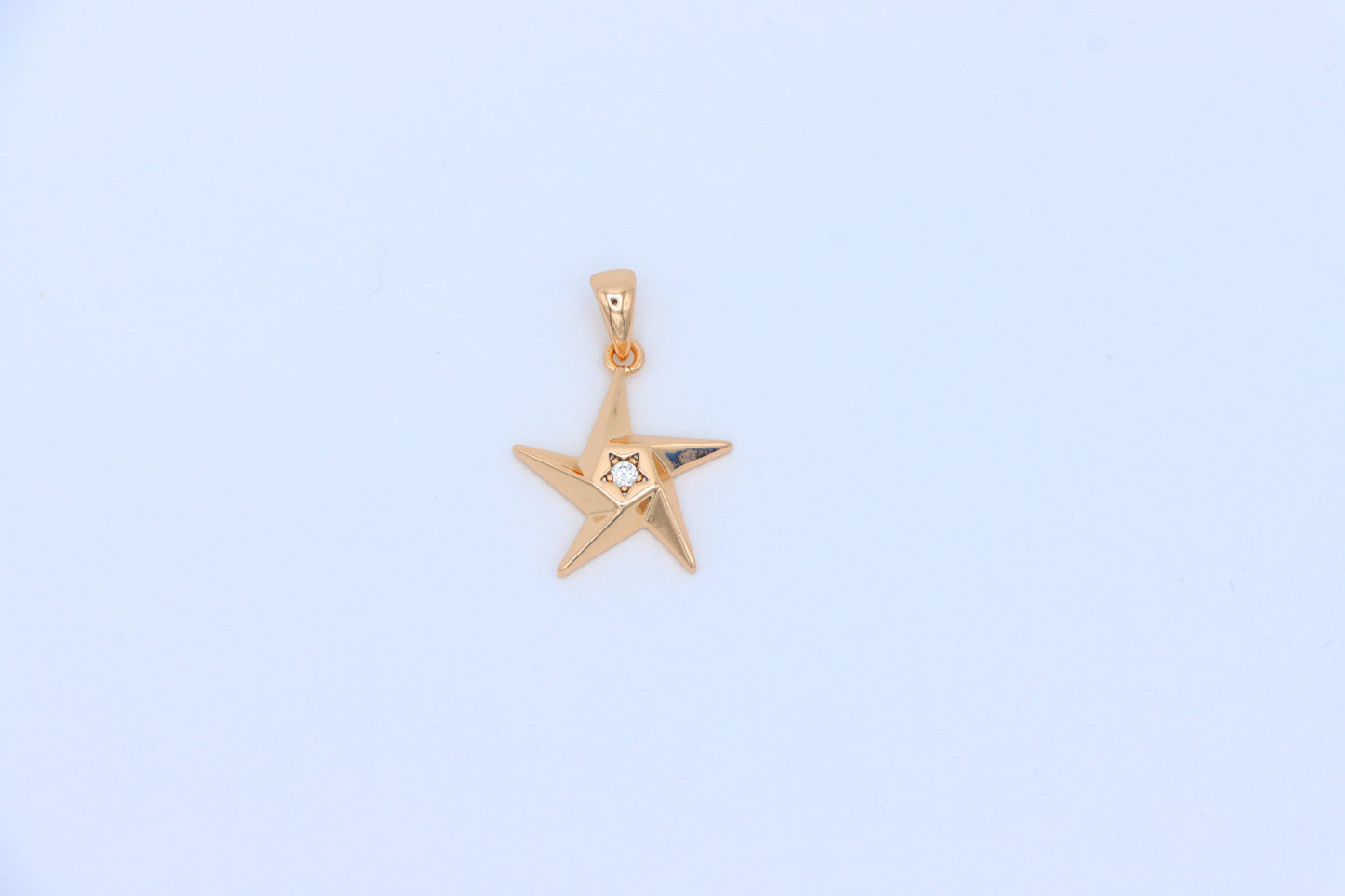 Shiny Rose Gold Star Pendant with Tiny Crystal Accent Center, XPPT1537 (2142-10)