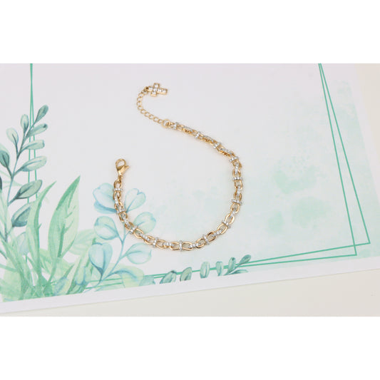 Elegant Rose Gold Bracelet with Sparkling Link Detailing, XPBL0839 (2084-8)