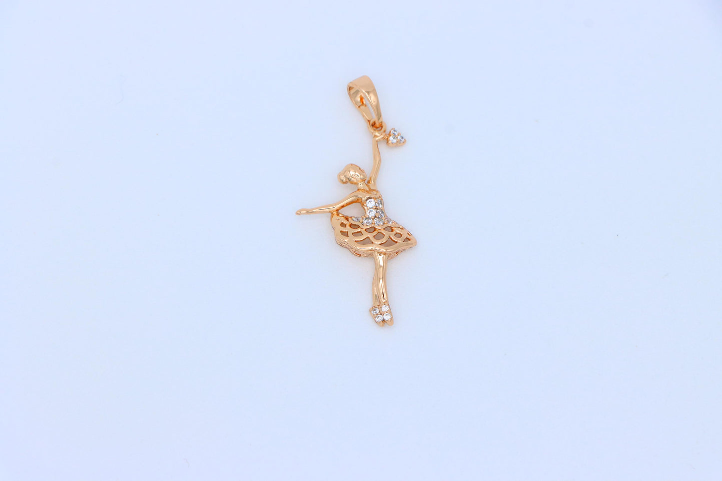 Graceful Rose Gold Ballerina Pendant with Sparkling Accents, XPPT1538 (2143-1)