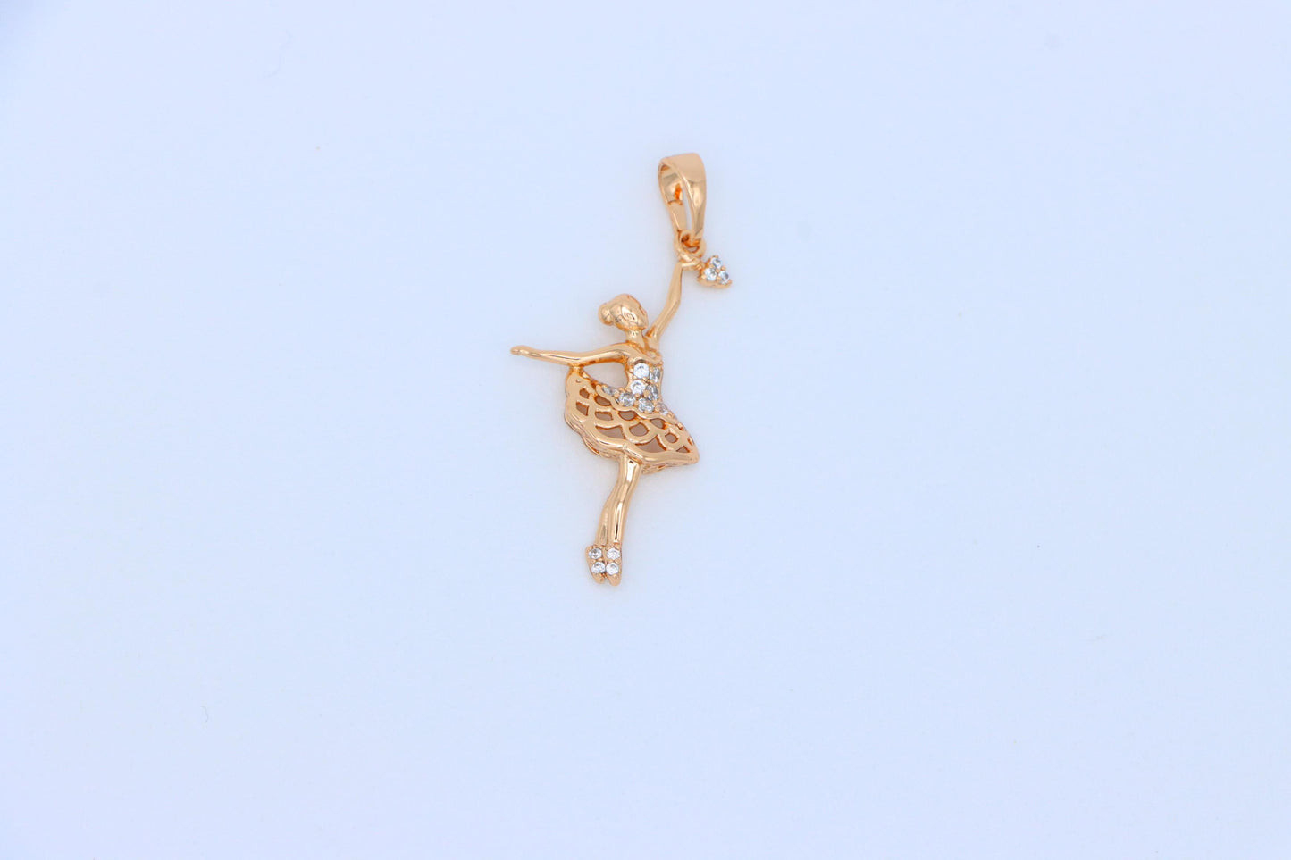 Graceful Rose Gold Ballerina Pendant with Sparkling Accents, XPPT1538 (2143-1)