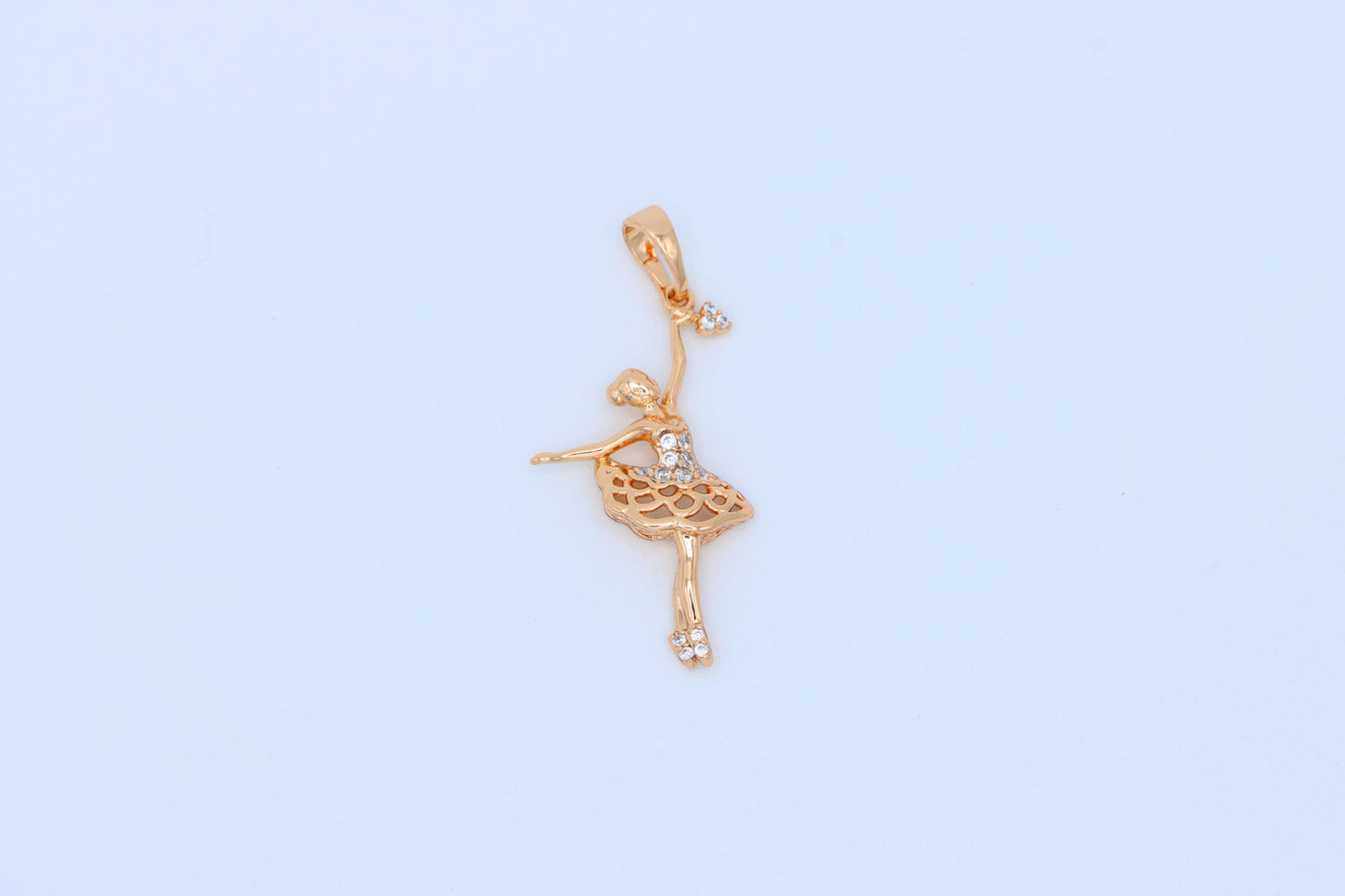 Graceful Rose Gold Ballerina Pendant with Sparkling Accents, XPPT1538 (2143-1)