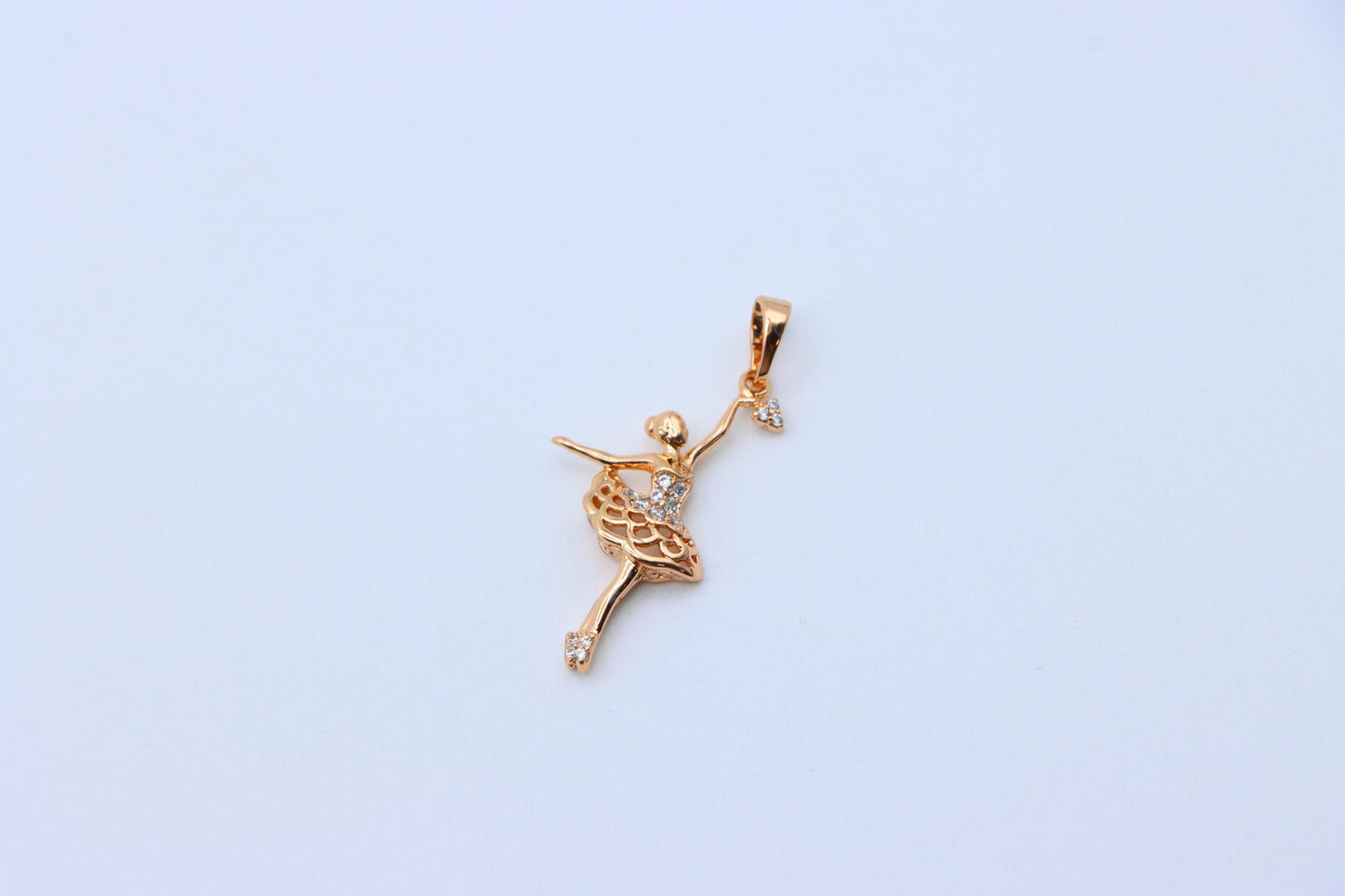 Graceful Rose Gold Ballerina Pendant with Sparkling Accents, XPPT1538 (2143-1)