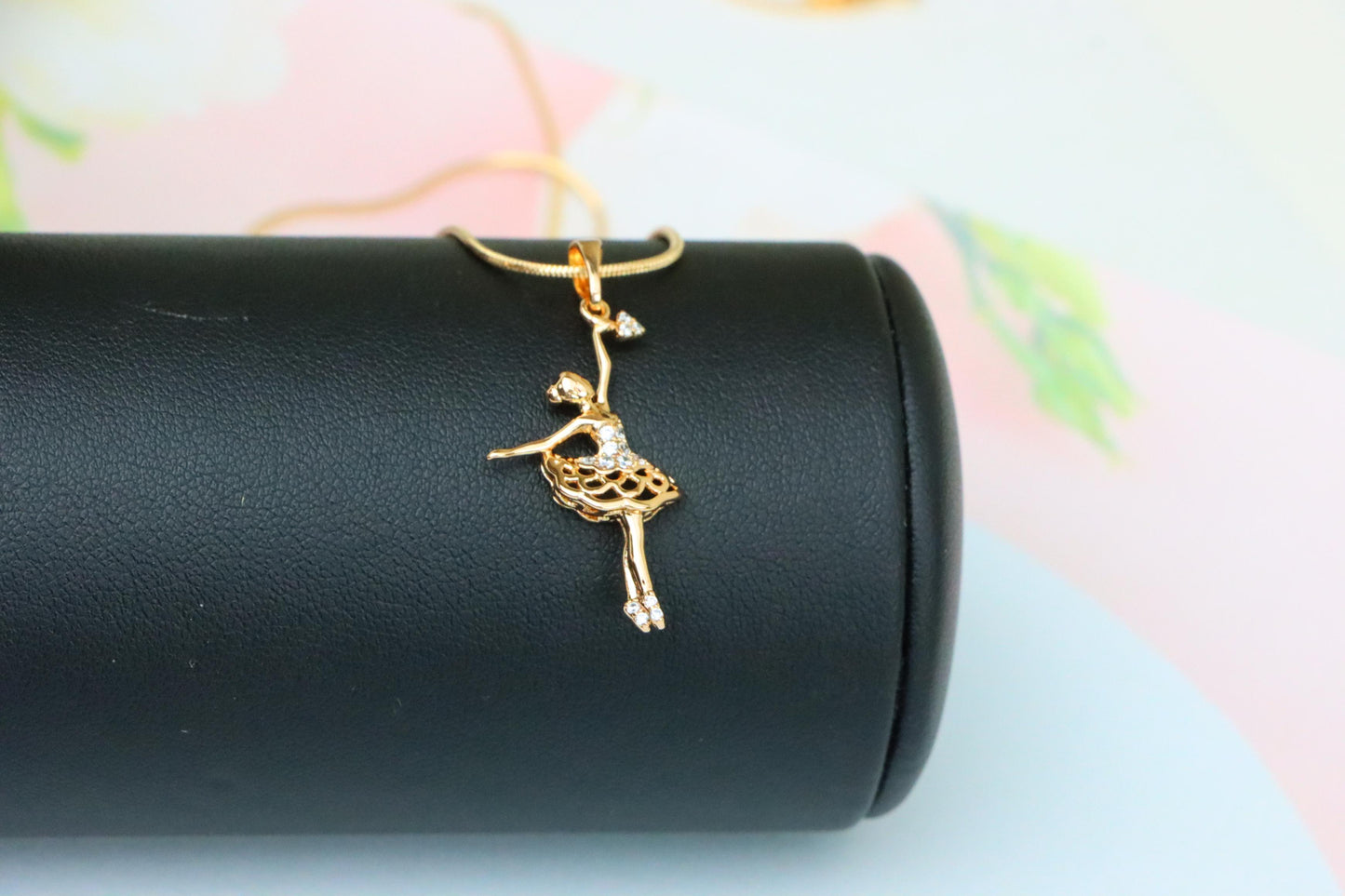 Graceful Rose Gold Ballerina Pendant with Sparkling Accents, XPPT1538 (2143-1)