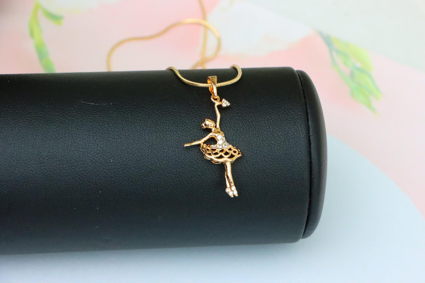 Graceful Rose Gold Ballerina Pendant with Sparkling Accents, XPPT1538 (2143-1)