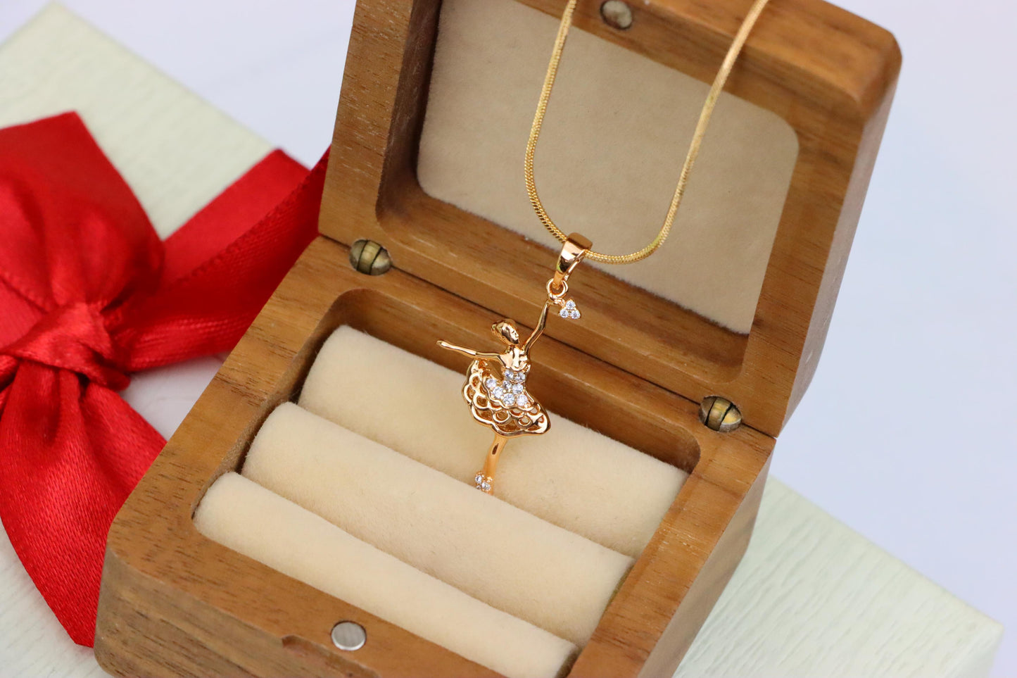 Graceful Rose Gold Ballerina Pendant with Sparkling Accents, XPPT1538 (2143-1)