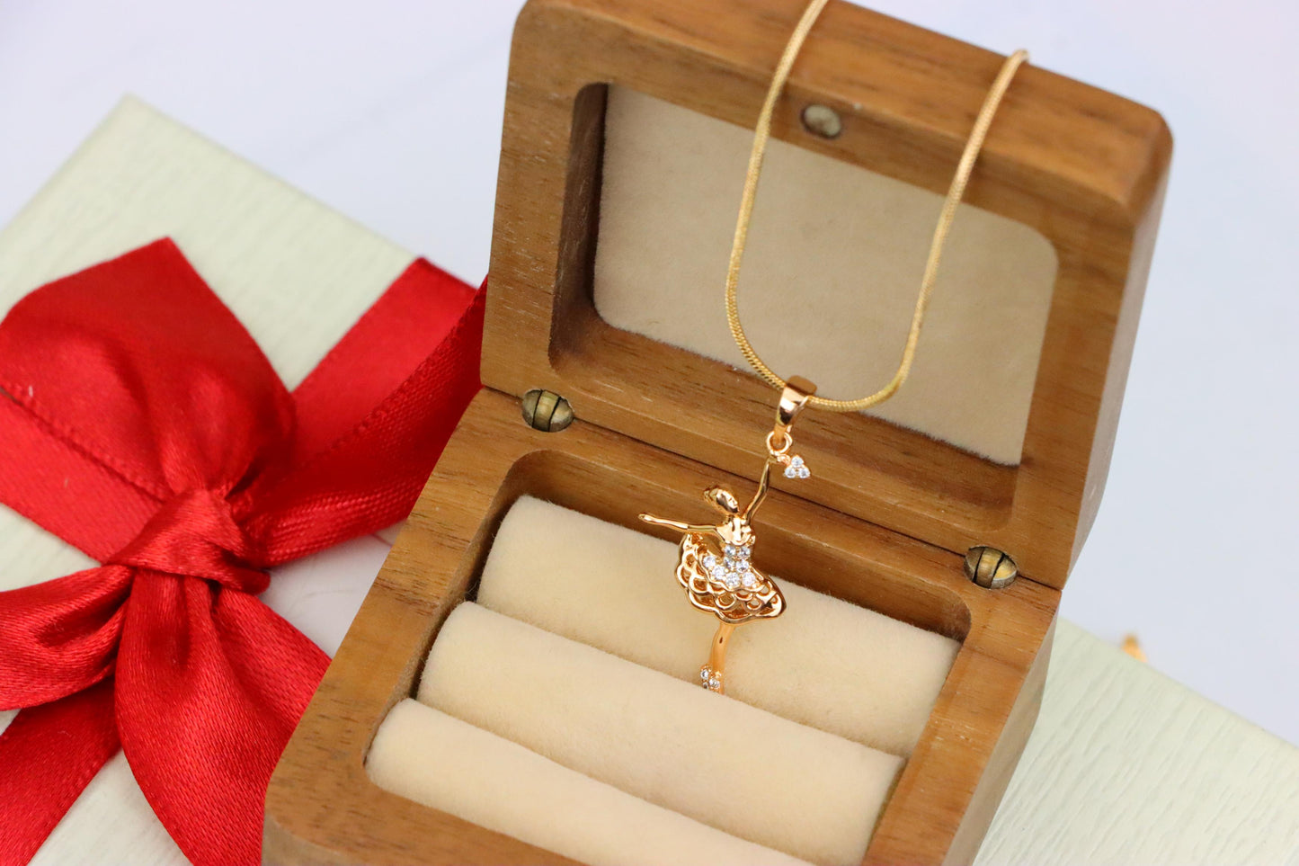 Graceful Rose Gold Ballerina Pendant with Sparkling Accents, XPPT1538 (2143-1)