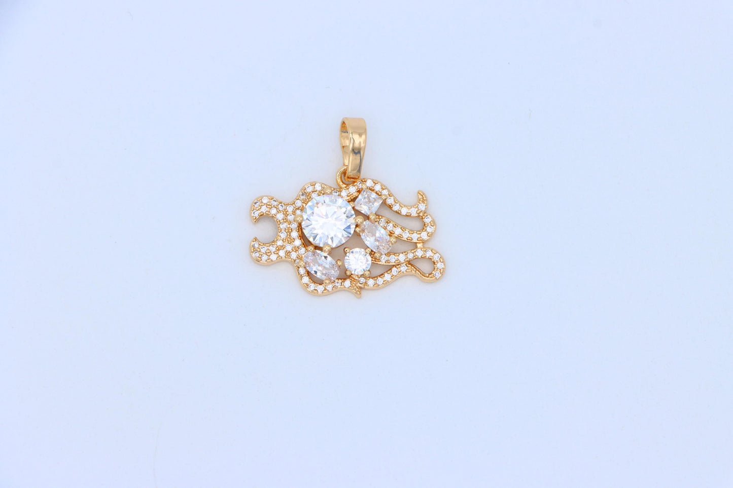 Rose Gold Sparkling Mermaid Tail Pendant with White CZ Crystals, XPPT1539 (2143-2)