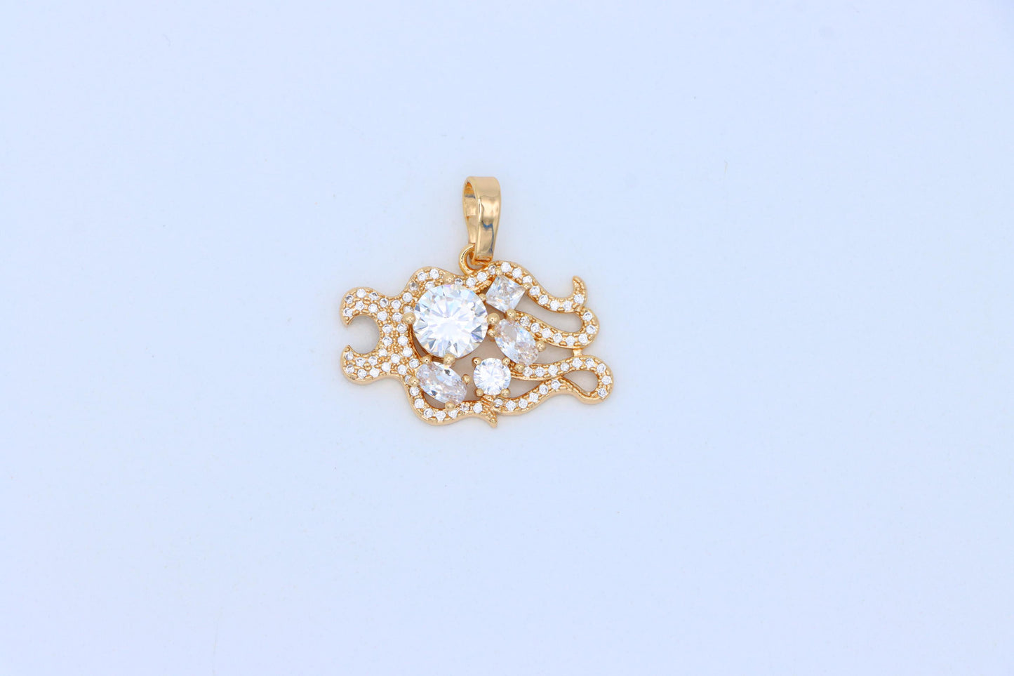 Rose Gold Sparkling Mermaid Tail Pendant with White CZ Crystals, XPPT1539 (2143-2)