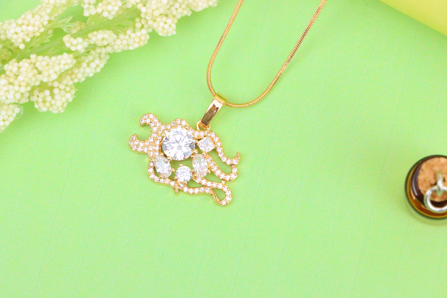 Rose Gold Sparkling Mermaid Tail Pendant with White CZ Crystals, XPPT1539 (2143-2)