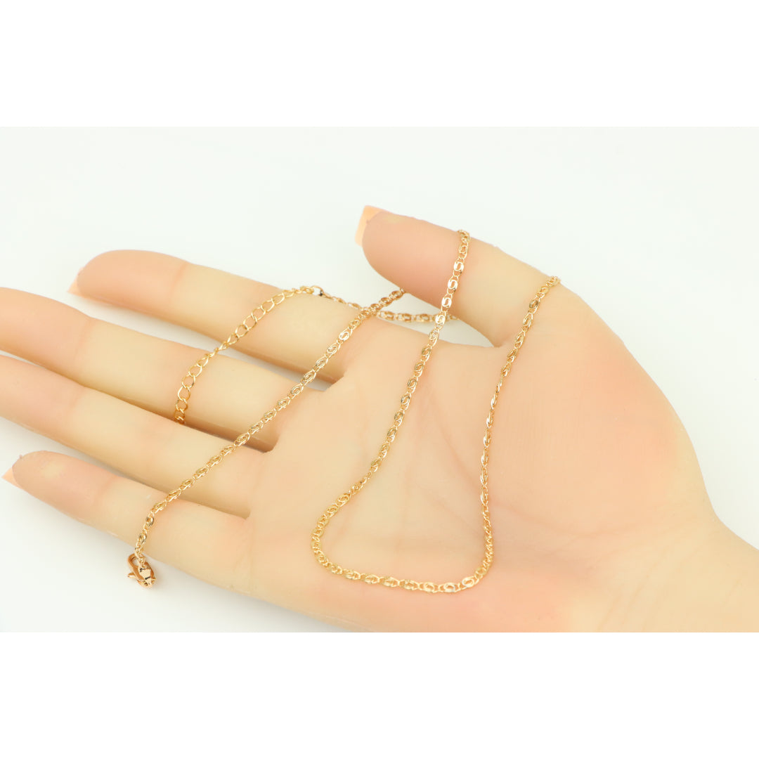 Elegant Rose Gold Necklace with Textured Chain & Adjustable Length, XPNL0402 (2041-2)