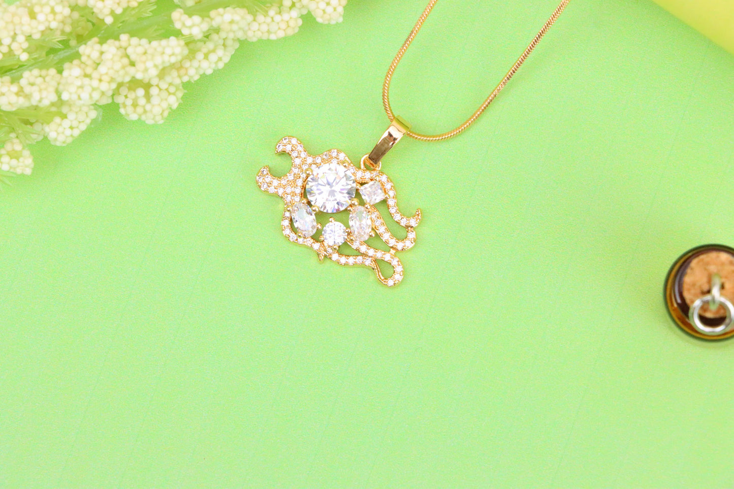 Rose Gold Sparkling Mermaid Tail Pendant with White CZ Crystals, XPPT1539 (2143-2)