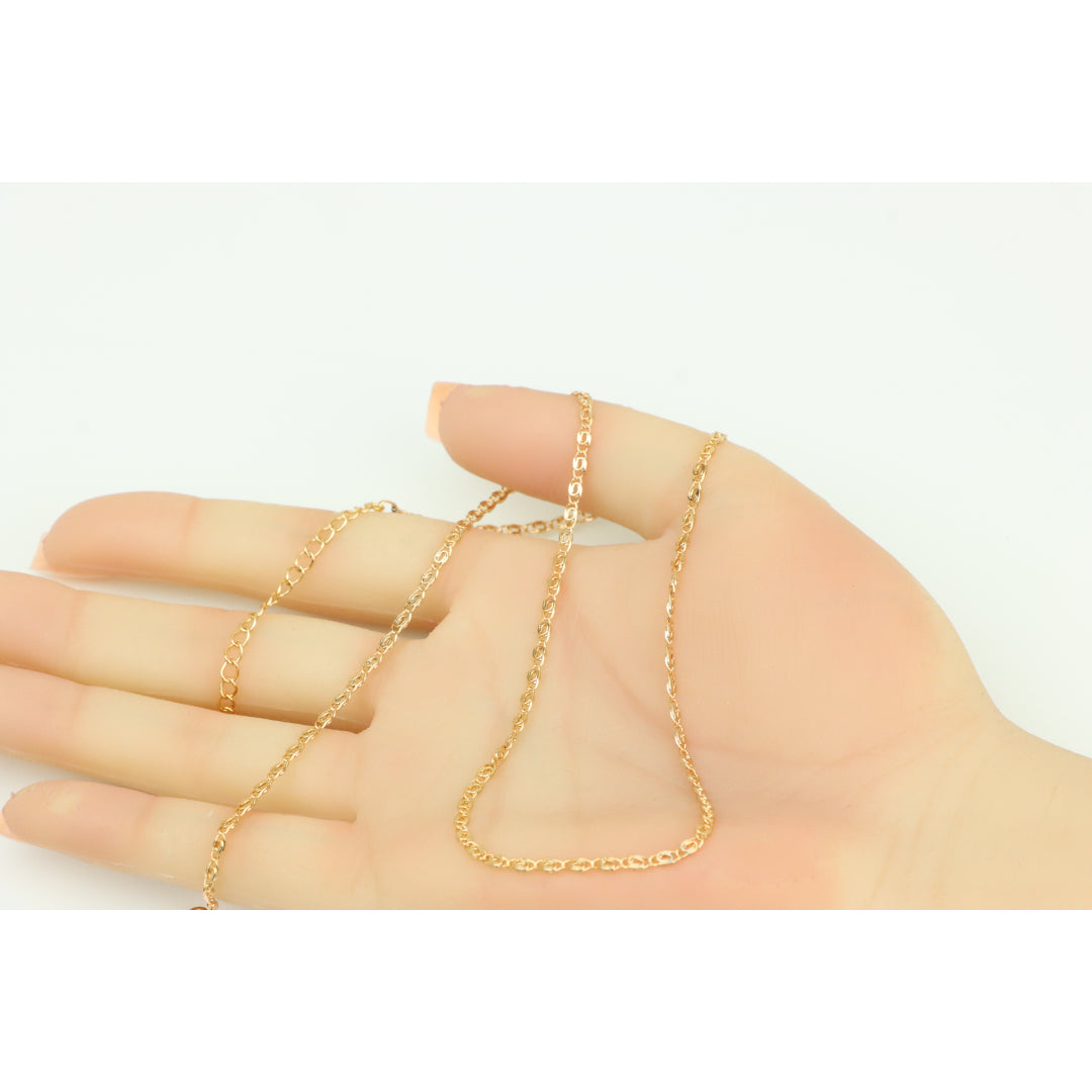 Elegant Rose Gold Necklace with Textured Chain & Adjustable Length, XPNL0402 (2041-2)