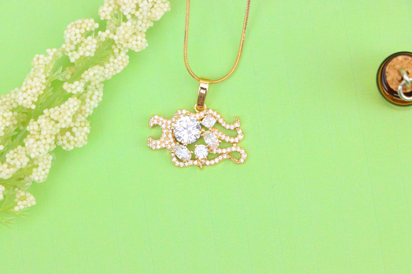 Rose Gold Sparkling Mermaid Tail Pendant with White CZ Crystals, XPPT1539 (2143-2)