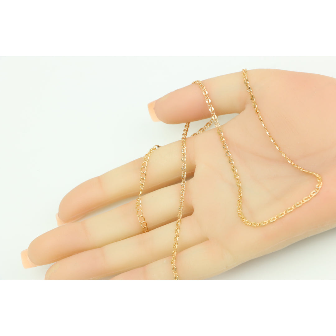 Elegant Rose Gold Necklace with Textured Chain & Adjustable Length, XPNL0402 (2041-2)