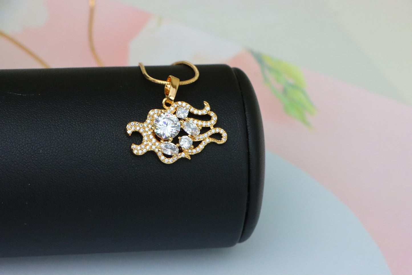 Rose Gold Sparkling Mermaid Tail Pendant with White CZ Crystals, XPPT1539 (2143-2)