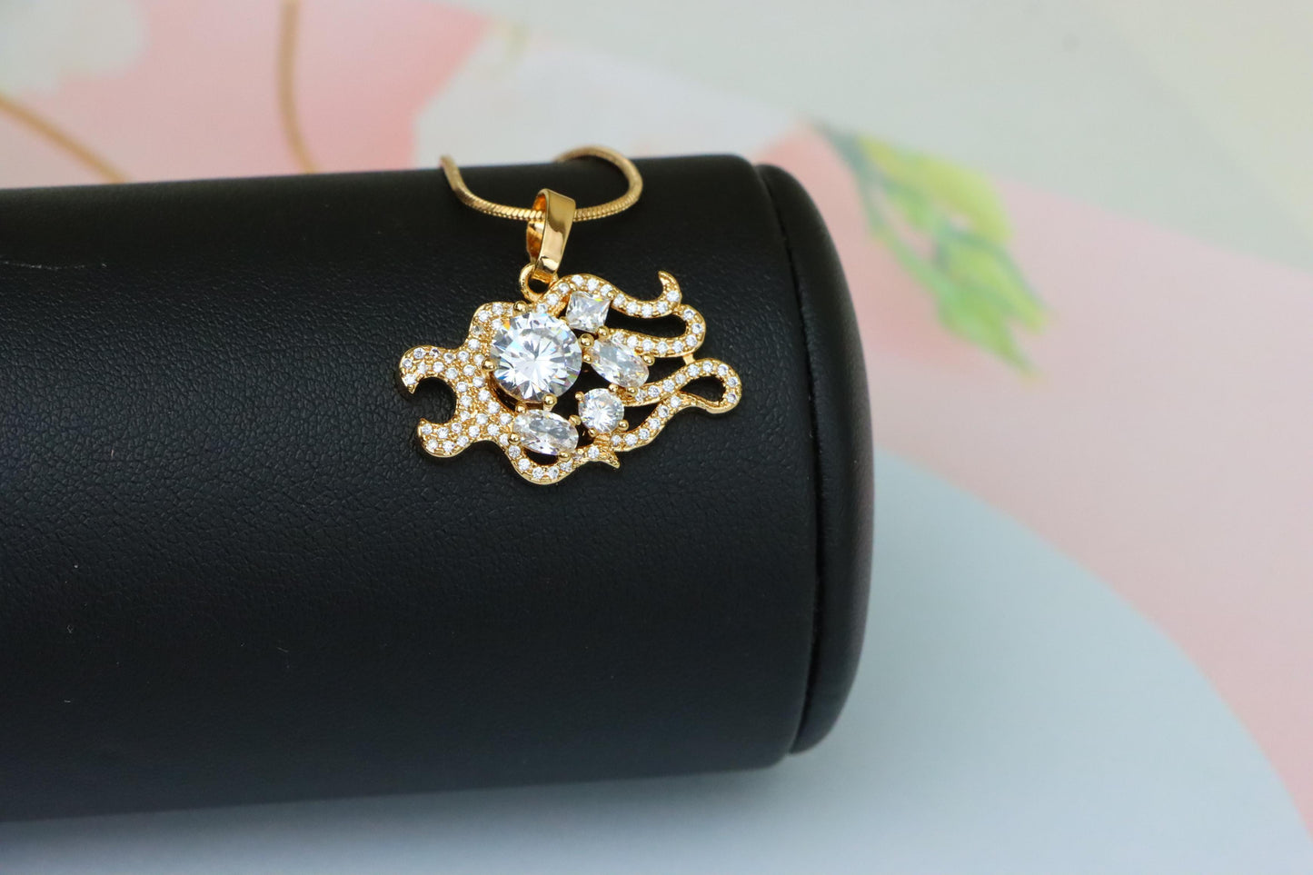 Rose Gold Sparkling Mermaid Tail Pendant with White CZ Crystals, XPPT1539 (2143-2)