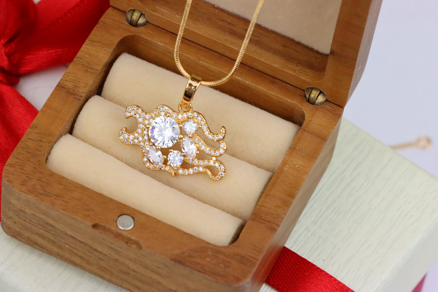 Rose Gold Sparkling Mermaid Tail Pendant with White CZ Crystals, XPPT1539 (2143-2)
