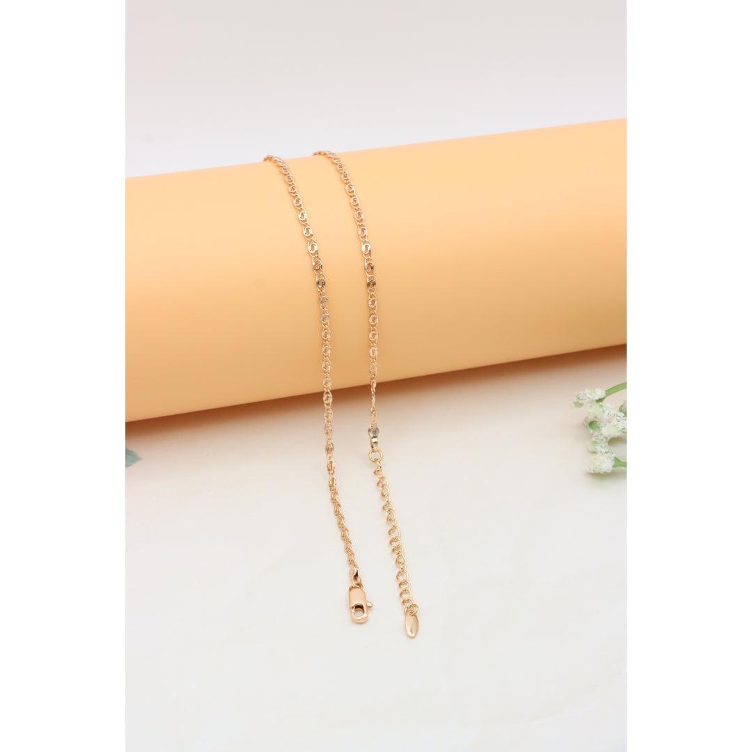 Elegant Rose Gold Necklace with Textured Chain & Adjustable Length, XPNL0402 (2041-2)