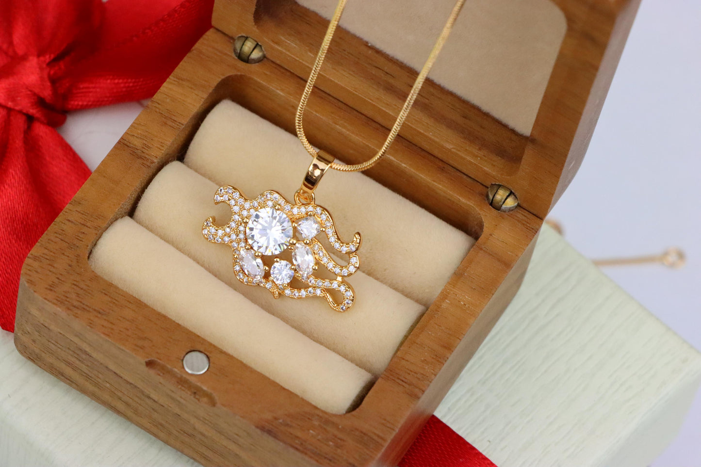 Rose Gold Sparkling Mermaid Tail Pendant with White CZ Crystals, XPPT1539 (2143-2)