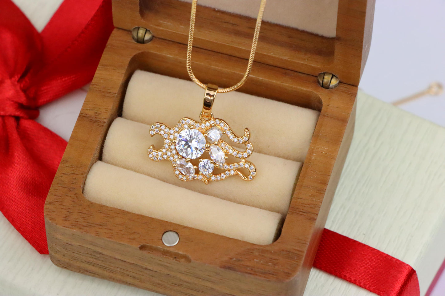 Rose Gold Sparkling Mermaid Tail Pendant with White CZ Crystals, XPPT1539 (2143-2)
