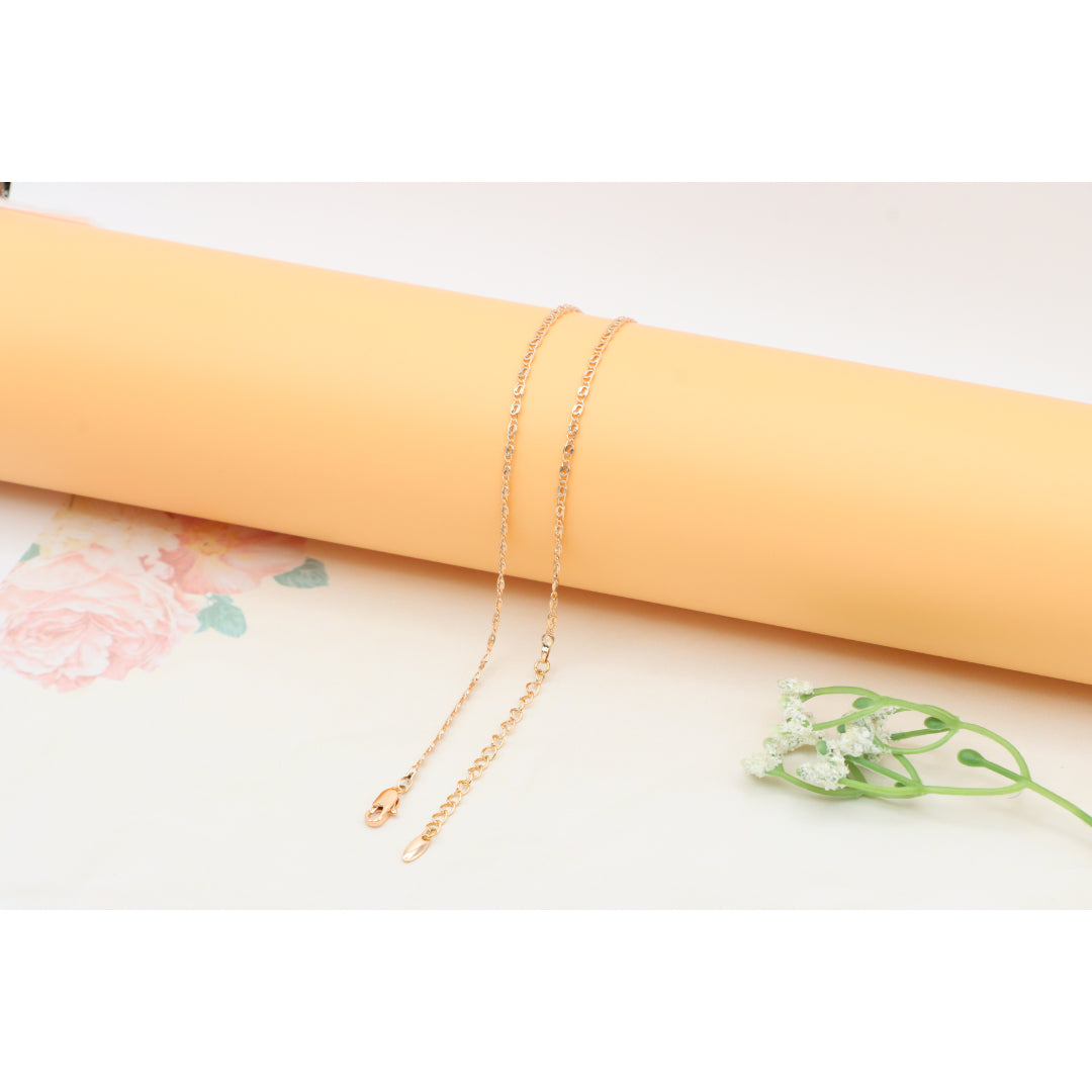 Elegant Rose Gold Necklace with Textured Chain & Adjustable Length, XPNL0402 (2041-2)
