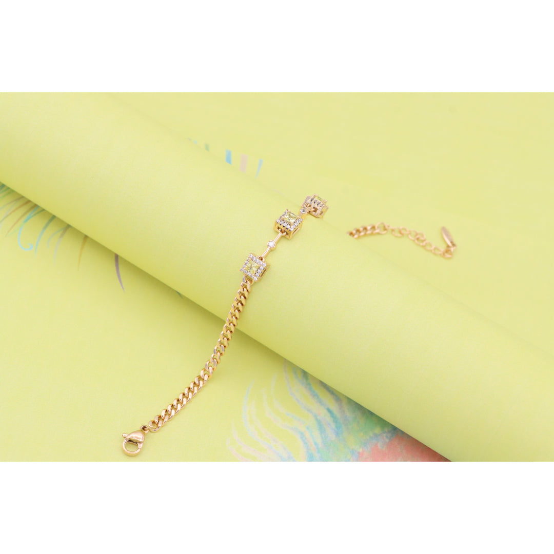 Elegant Rose Gold Bracelet with Green Stone Accents, XPBL0841 (2084-10)