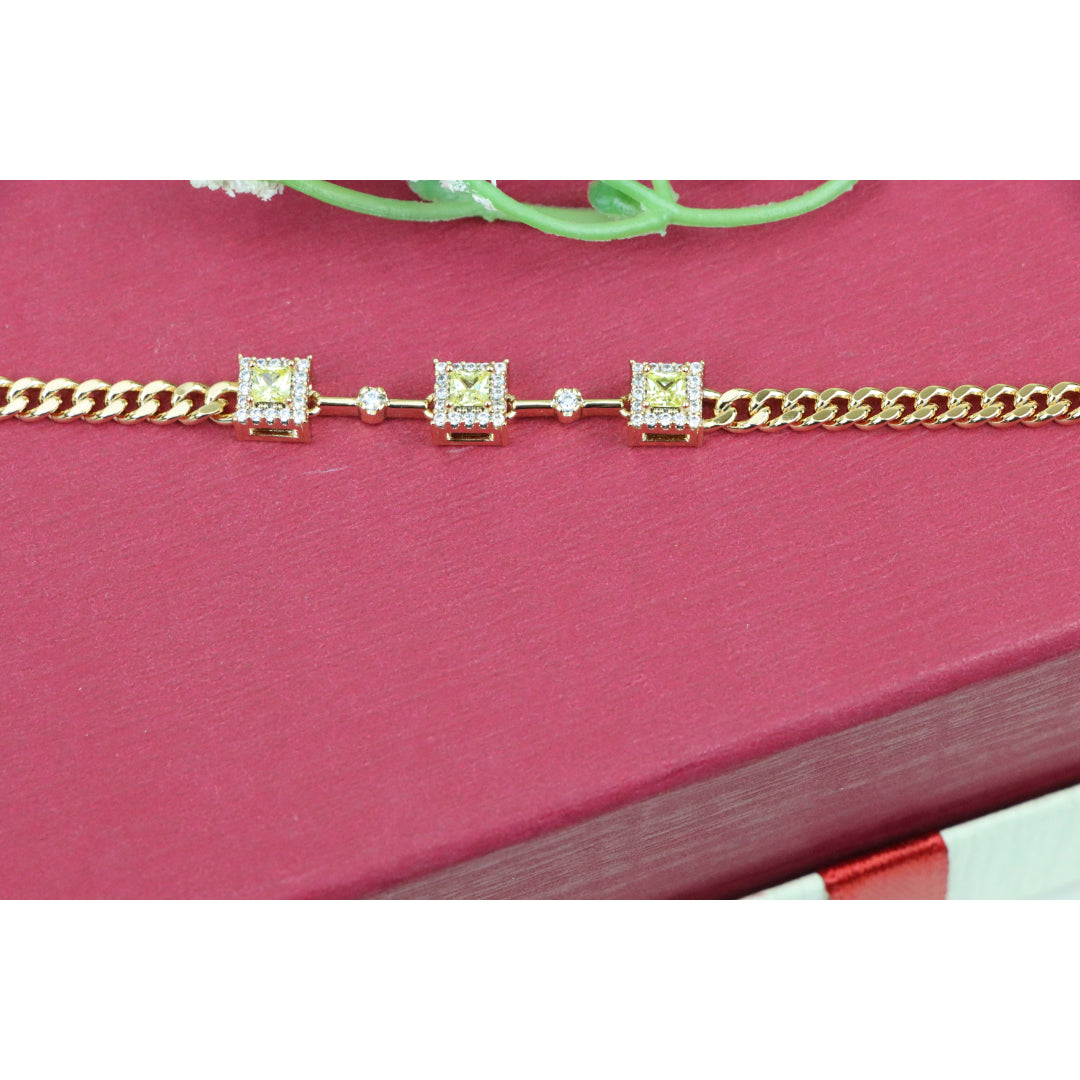 Elegant Rose Gold Bracelet with Green Stone Accents, XPBL0841 (2084-10)