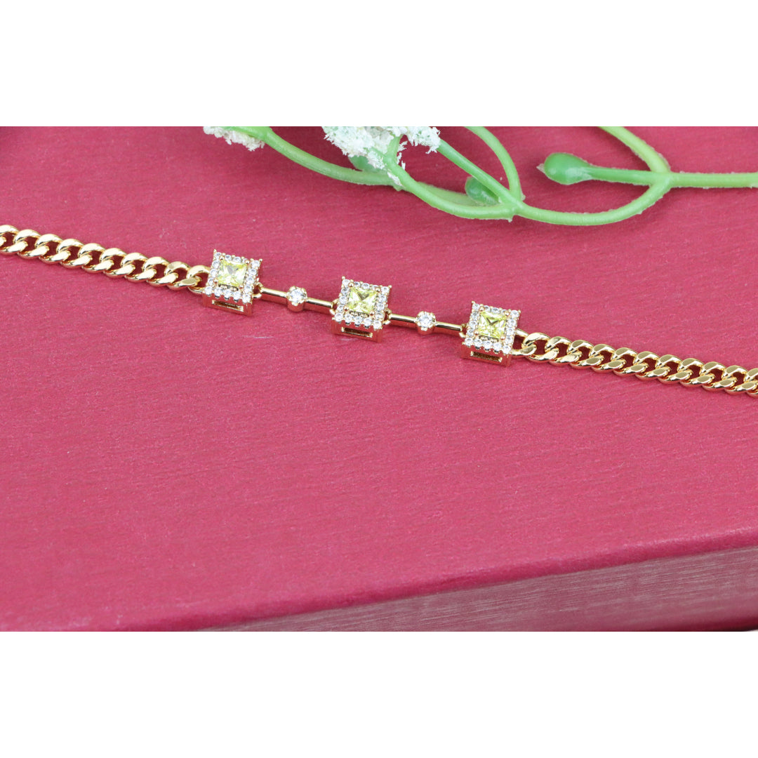 Elegant Rose Gold Bracelet with Green Stone Accents, XPBL0841 (2084-10)