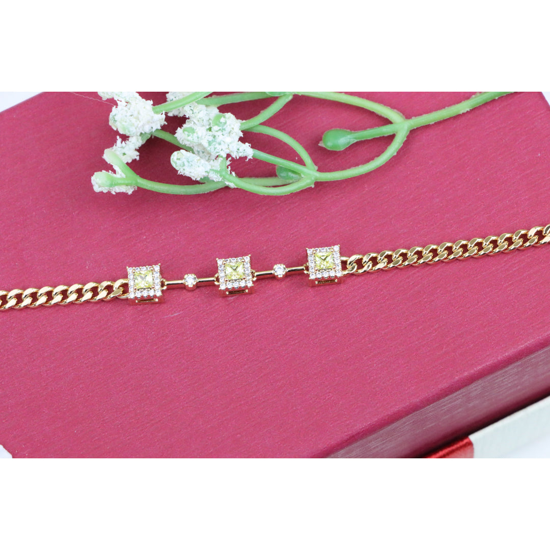 Elegant Rose Gold Bracelet with Green Stone Accents, XPBL0841 (2084-10)