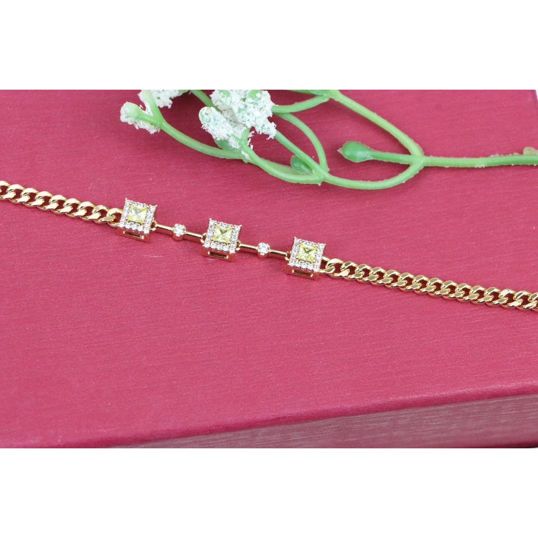 Elegant Rose Gold Bracelet with Green Stone Accents, XPBL0841 (2084-10)