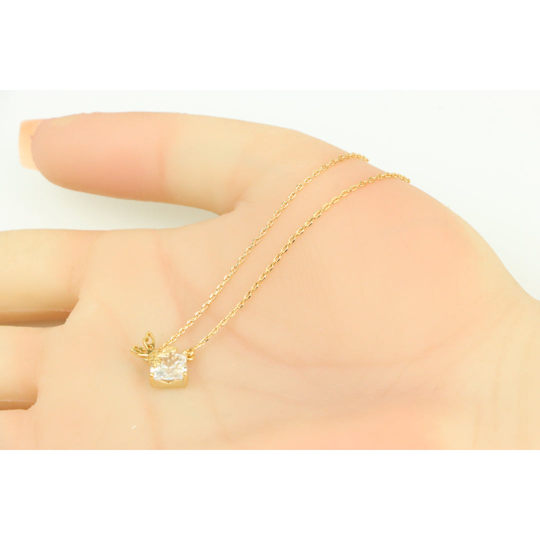 Elegant Rose Gold Necklace with Crystal Leaf Charm, XPNL0404 (2041-4)