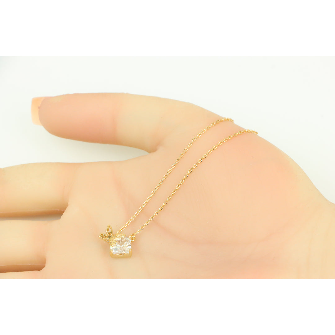 Elegant Rose Gold Necklace with Crystal Leaf Charm, XPNL0404 (2041-4)