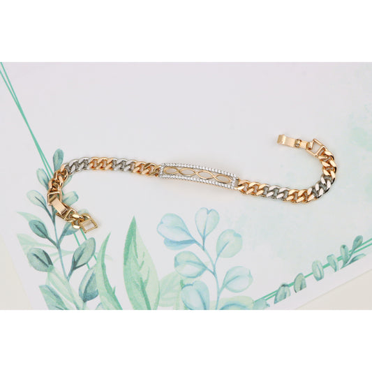 Dual Tone Rose Gold+Silver Chain Bracelet with Crystal Accents, XPBL0842 (2085-1)