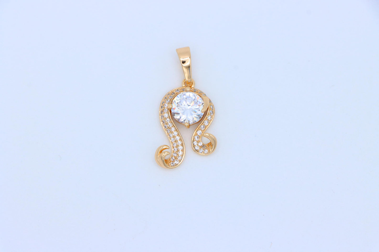 Rose Gold Leo Zodiac Pendant with Sparkling CZ Centerpiece, XPPT1541 (2143-2)