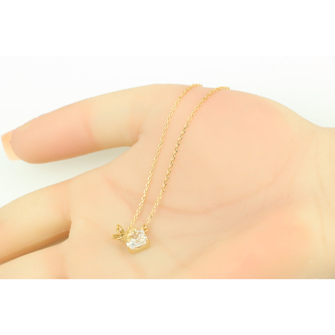 Elegant Rose Gold Necklace with Crystal Leaf Charm, XPNL0404 (2041-4)