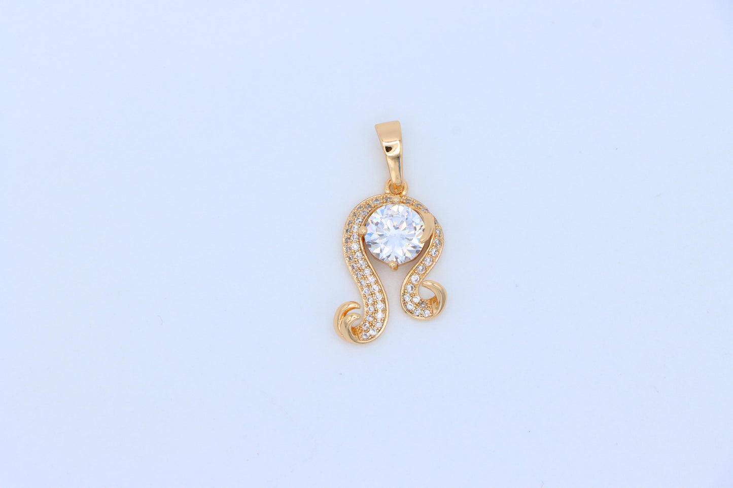 Rose Gold Leo Zodiac Pendant with Sparkling CZ Centerpiece, XPPT1541 (2143-2)