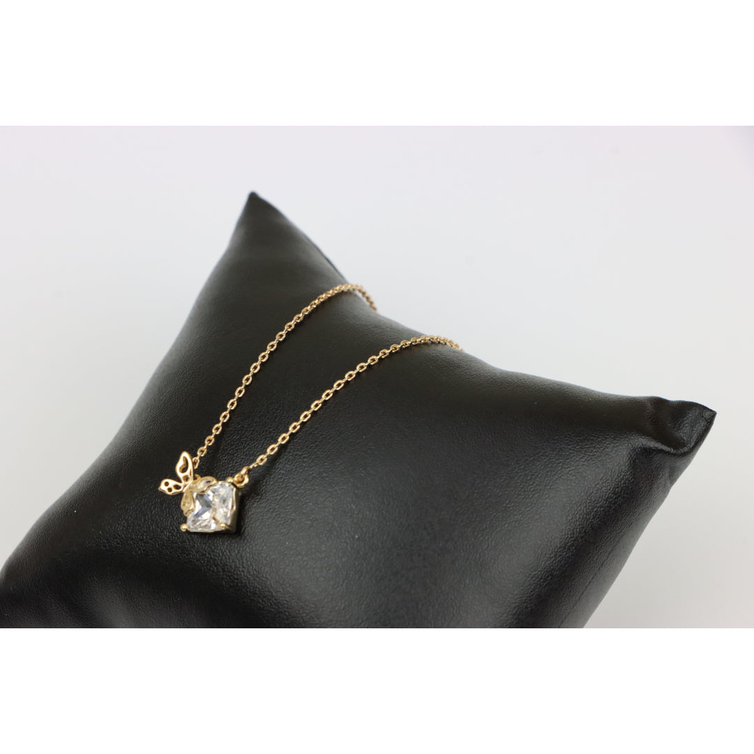 Elegant Rose Gold Necklace with Crystal Leaf Charm, XPNL0404 (2041-4)