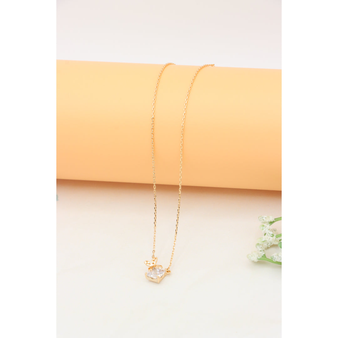Elegant Rose Gold Necklace with Crystal Leaf Charm, XPNL0404 (2041-4)