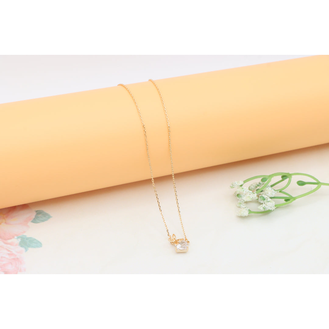 Elegant Rose Gold Necklace with Crystal Leaf Charm, XPNL0404 (2041-4)