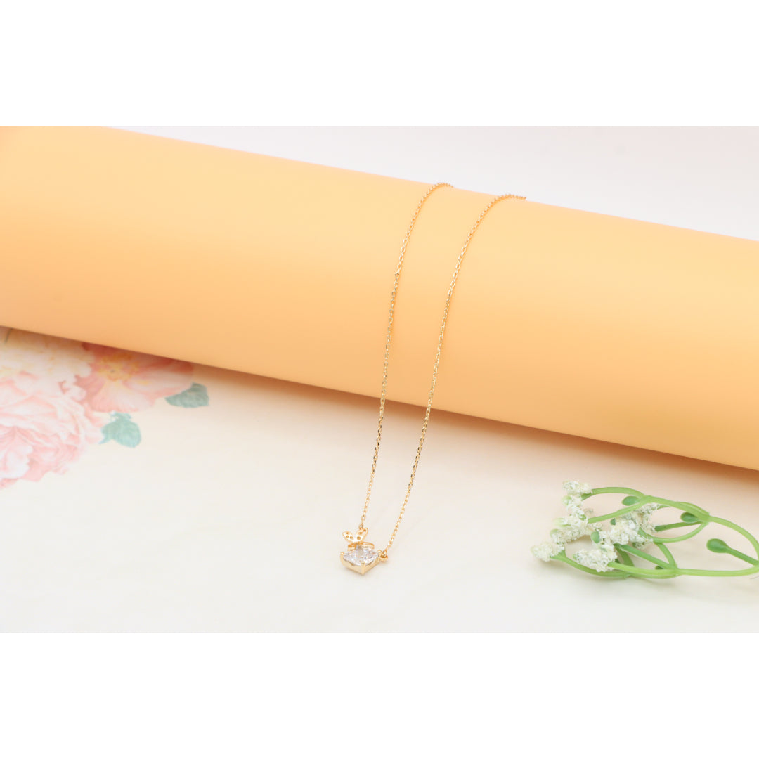 Elegant Rose Gold Necklace with Crystal Leaf Charm, XPNL0404 (2041-4)