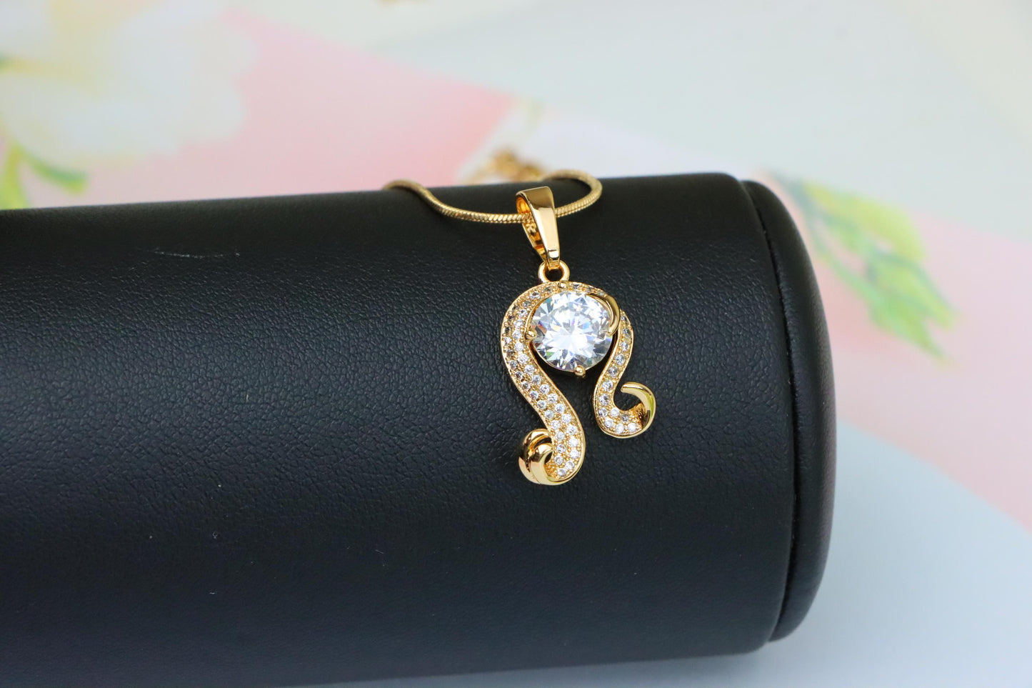 Rose Gold Leo Zodiac Pendant with Sparkling CZ Centerpiece, XPPT1541 (2143-2)
