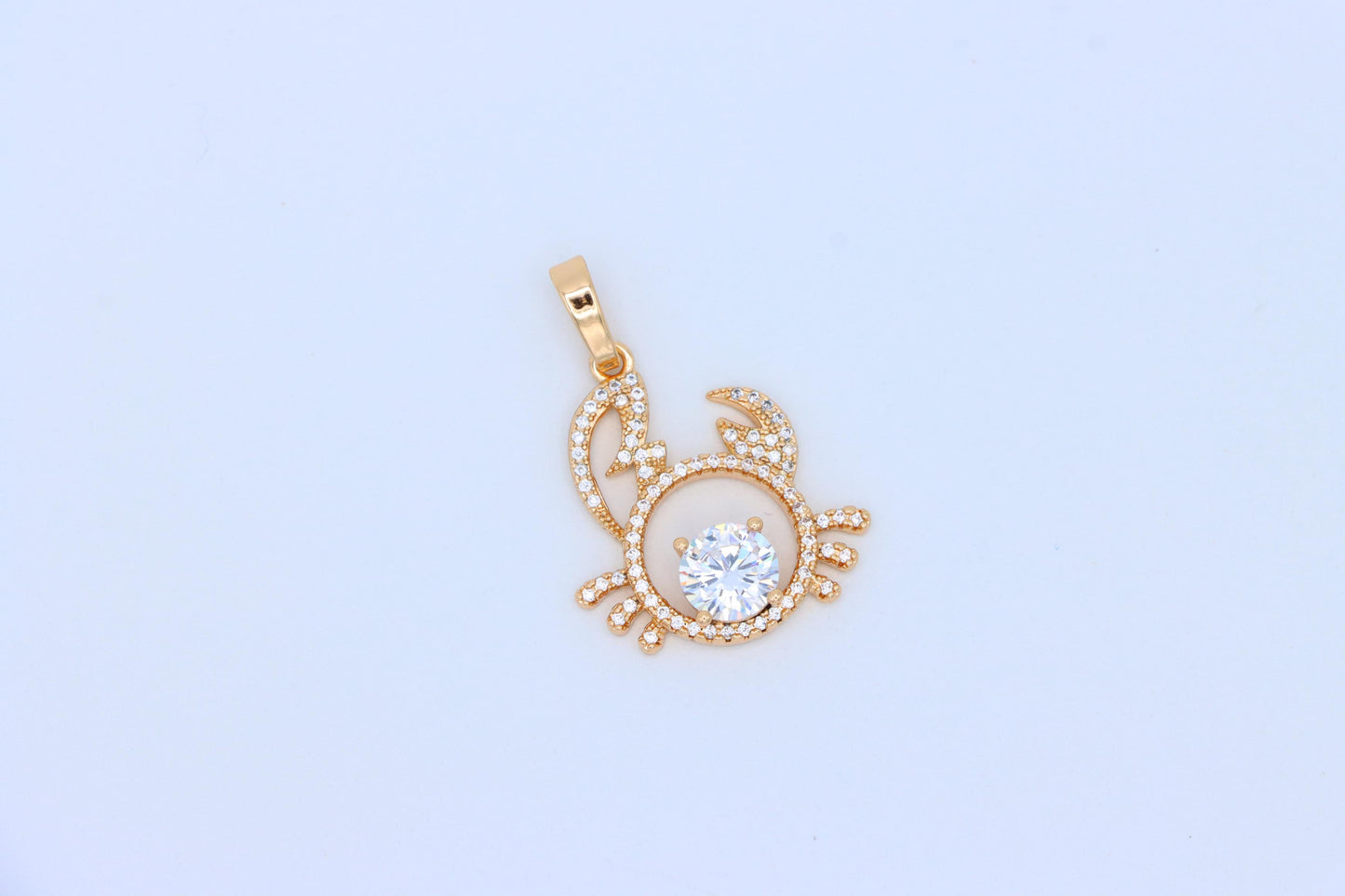 Cancer Zodiac Rose Gold Pendant with Sparkling CZ Stone Center, XPPT1542 (2143-2)